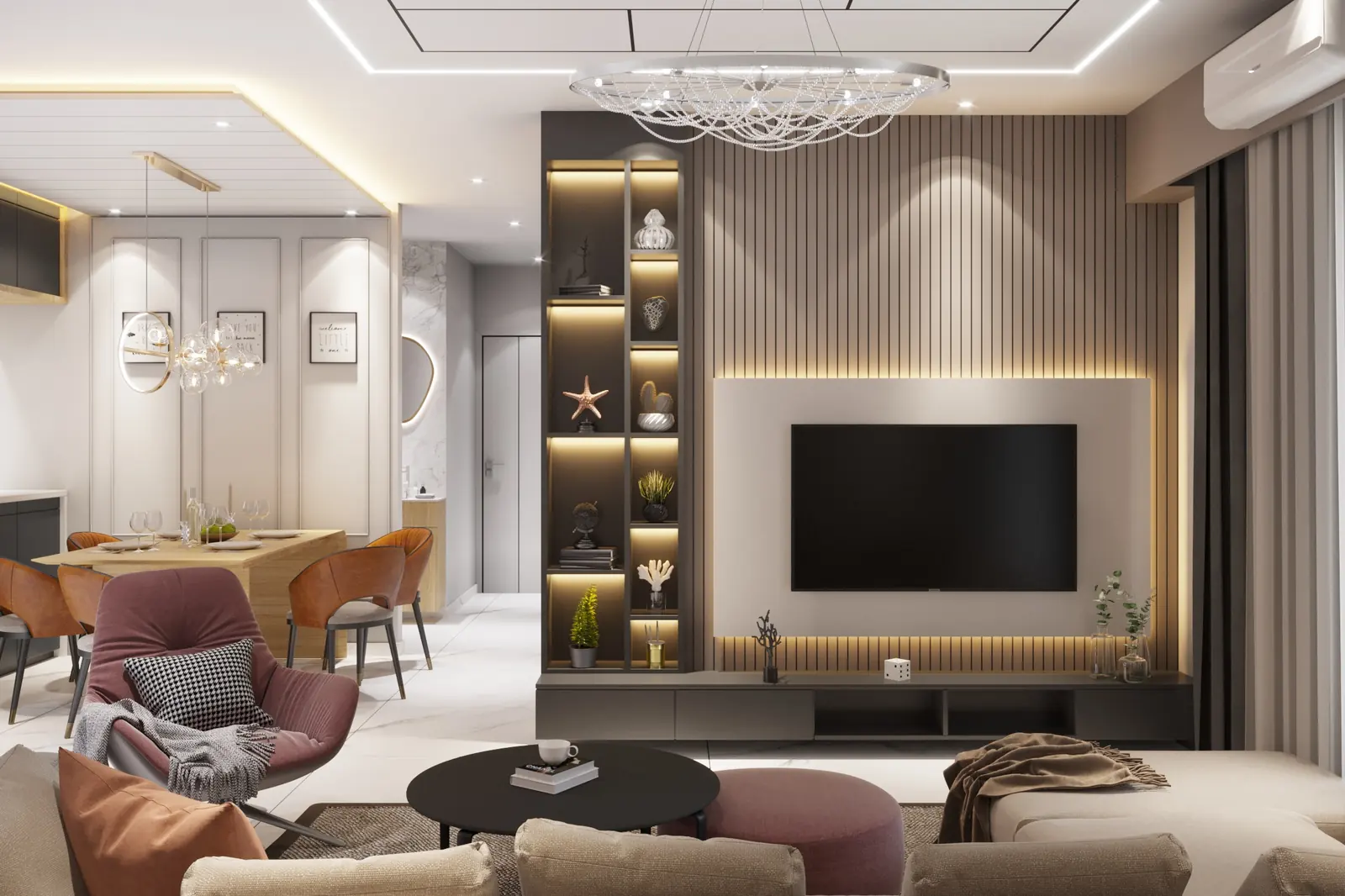 Living room – Silvassa Residence, turnkey execution by Pixel Solution